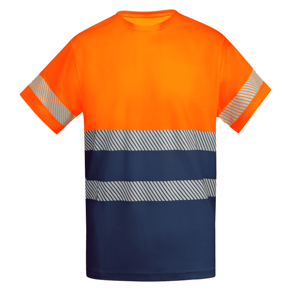 T-shirt Tausport laranja fluor azul marinho