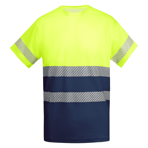 T-shirt Tausport amarelo fluor azul marinho