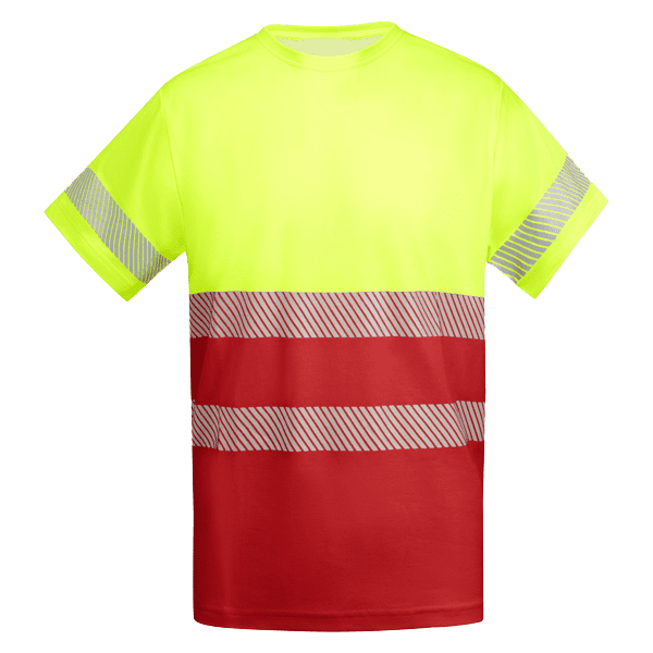 T-shirt Tausport amarelo fluor vermelho