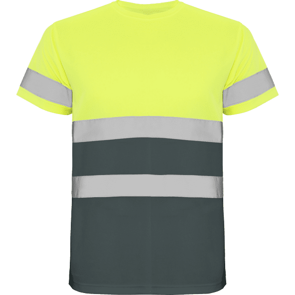 T-shirt Deltsport amarelo fluor e cinzento frente