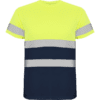 T-shirt Deltsport amarelo fluor e azul marinho frente