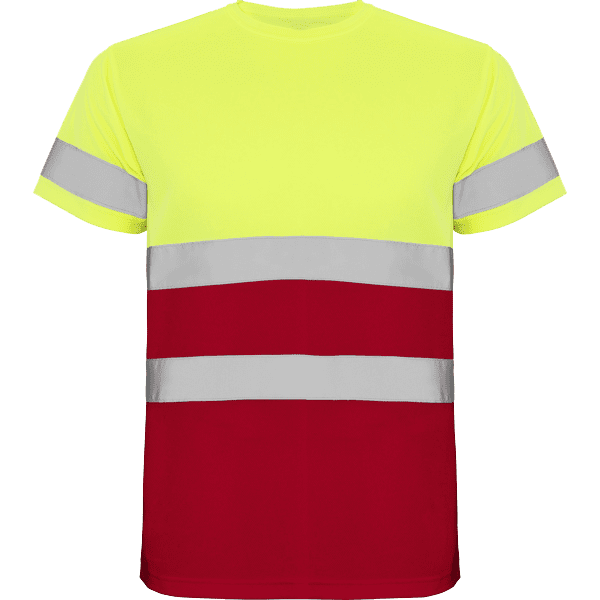 T-shirt Deltsport amarelo fluor e vermelho frente